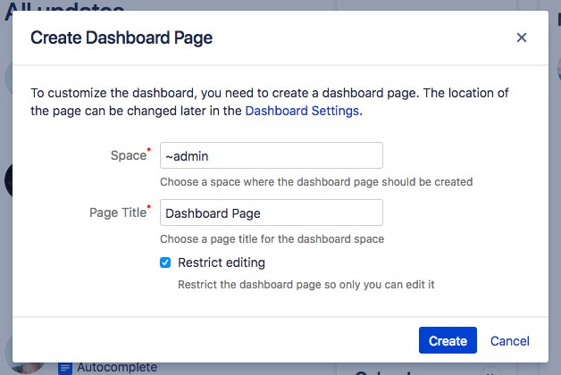 Create a dashboard page