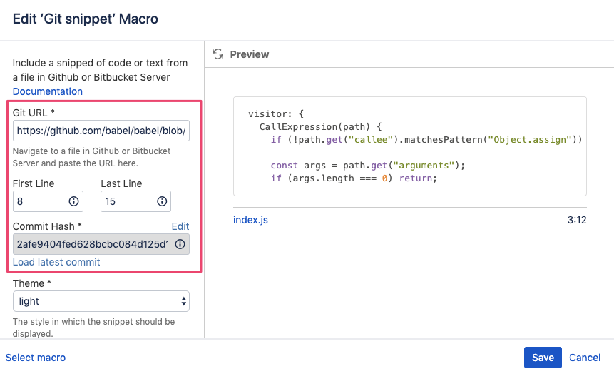 Git Snippets for Confluence screenshot #2
