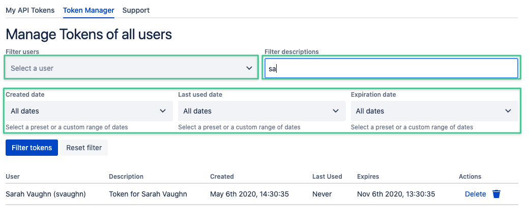 API tokens overview