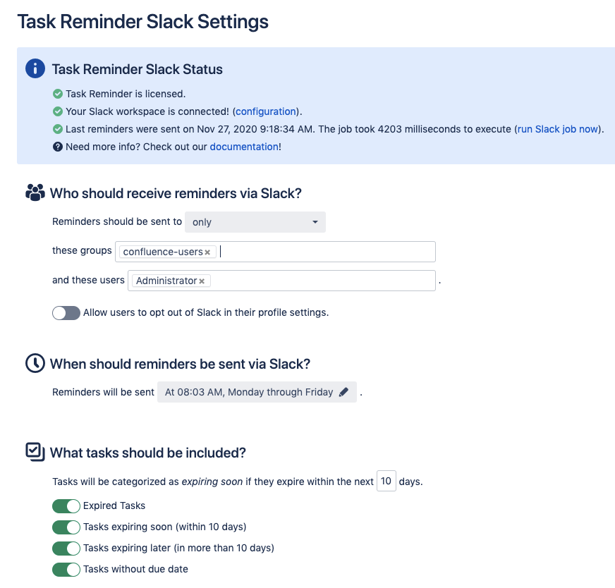 Task Reminder Slack Message