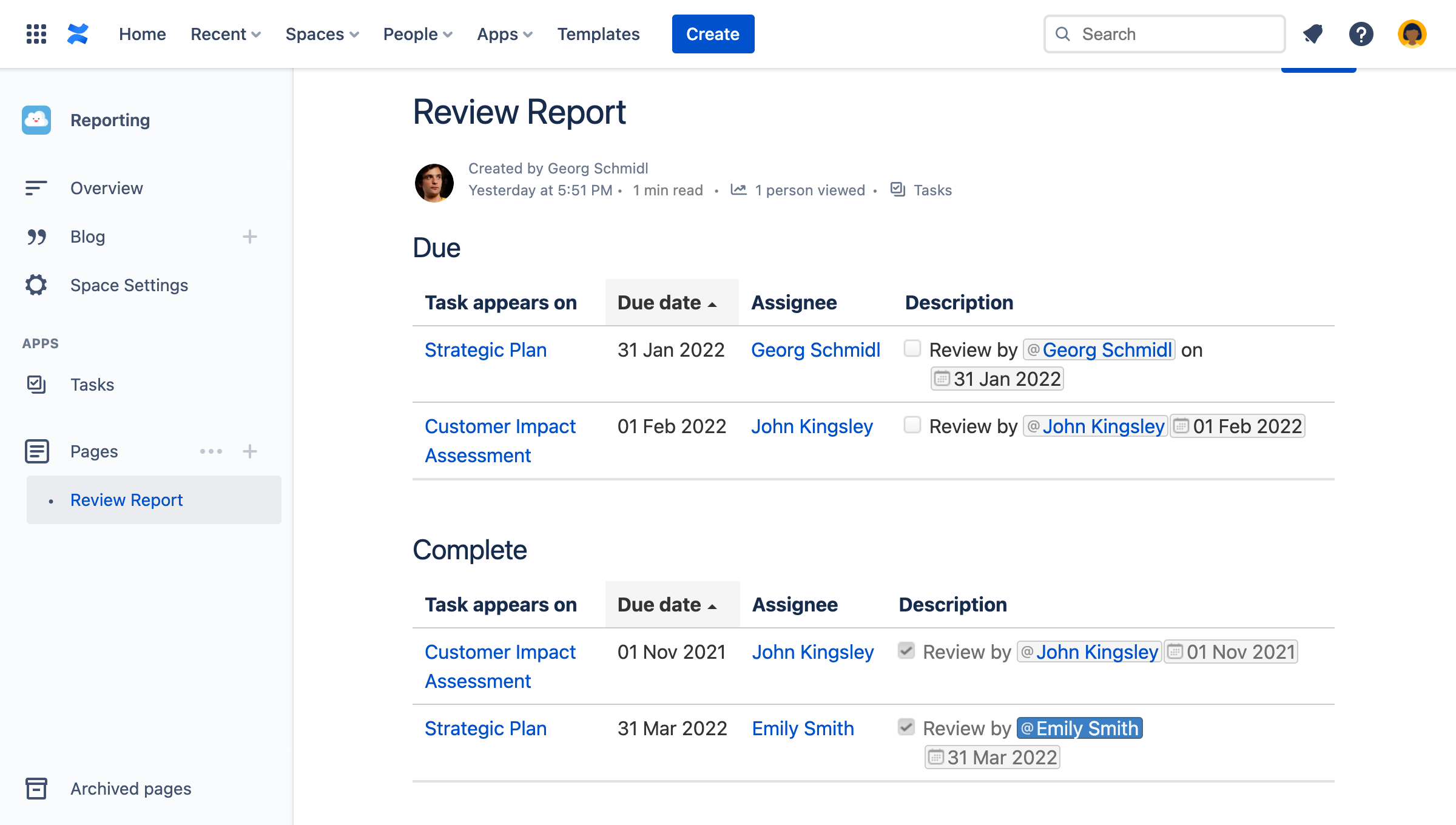 Simple But Powerful Review Process with Confluence Tasks