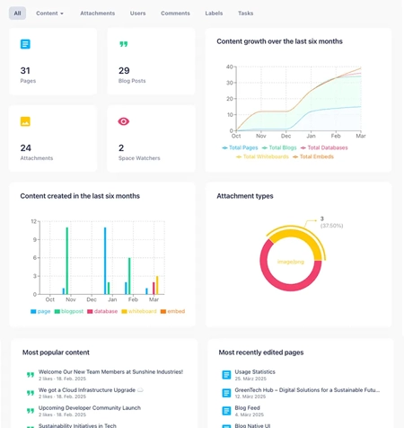 Confluence page with Usage Statistics
